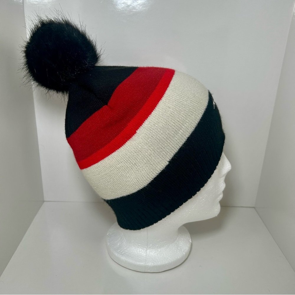 NWOT Harley-Davidson Black & Red Striped Pom Colorblock Beanie Hat, One Size - Picture 6 of 8